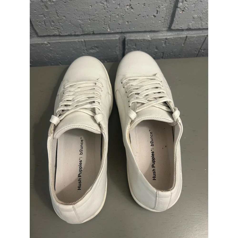 Hush Puppies White Leather Sneakers Womens Size 8.5 Bounce Lace Up HPW10668